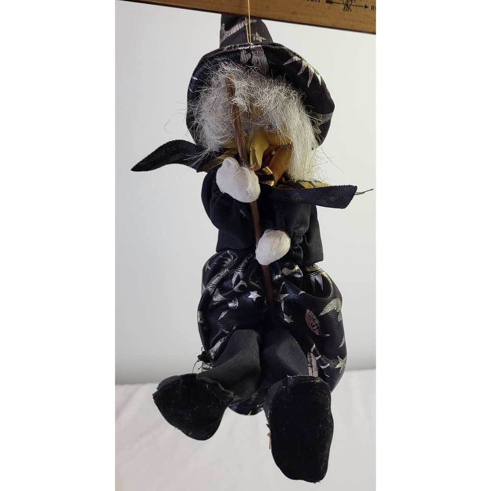 Handcrafted Good Luck Kitchen Halloween Witch Black Moon Stars Figurine Vintage